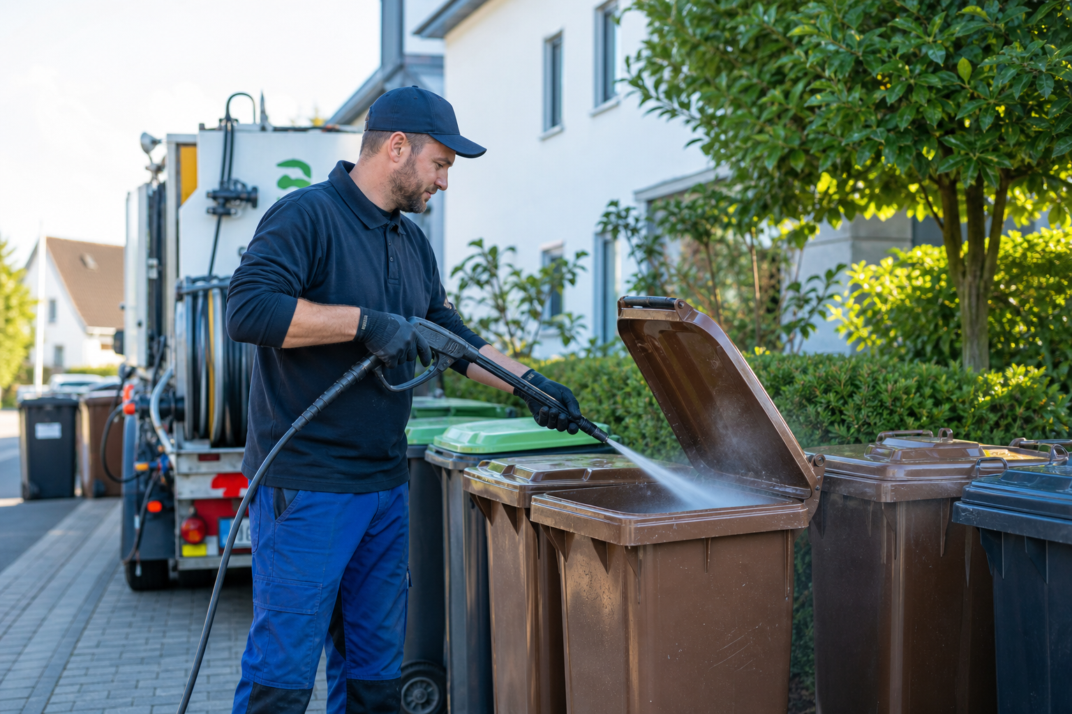 Saubere Biotonne nach professioneller Reinigung für einen regelmäßigen Turnus